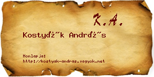 Kostyák András névjegykártya